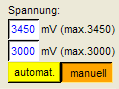 Spannungs-Automatik: Eingabewerte und Buttons